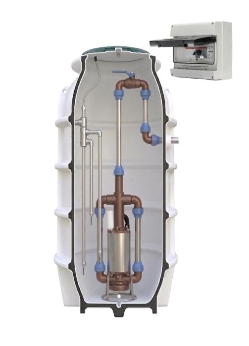 Čerpací šachta 800 x 2000 mm s čerpací technologií PRESS pro tlakové kanalizace