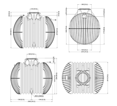 Nádrž Columbus 6,5 m3, včetně stavitelného nástavce a pochozího víka