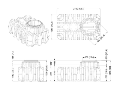 Nízkoprofilová nádrž Li-Lo 1,5 m3 se stavitelným nástavcem a pochozím víkem