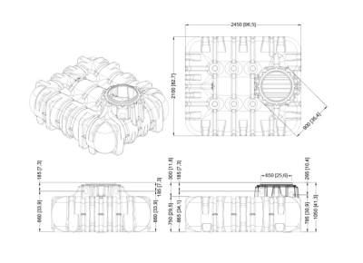 Nízkoprofilová nádrž Li-Lo 3 m3 se stavitelným nástavcem a pochozím víkem