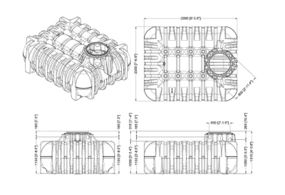 Nízkoprofilová nádrž Li-Lo 5 m3 se stavitelným nástavcem a pochozím víkem